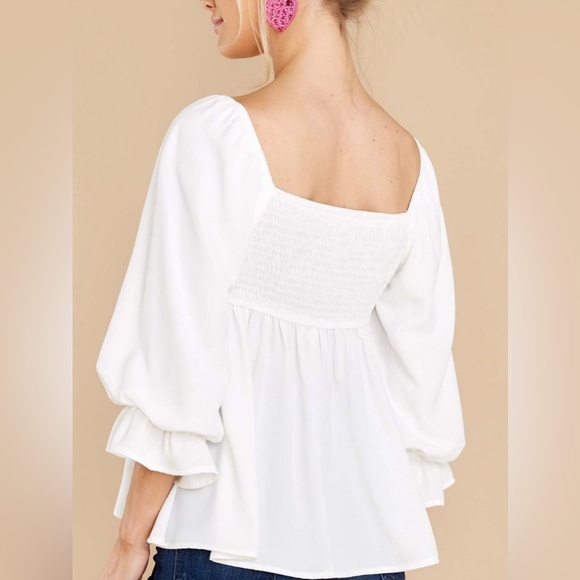 Smocked Square Neck Flounce Sleeve Blouse - Picture 8 of 12